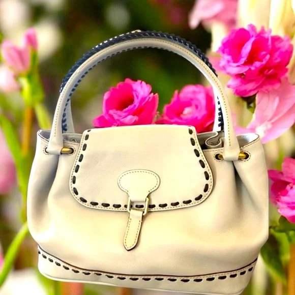 Dooney & Bourke NEW White Leather Satchel With Whip Stitching $498 MSRP NWT - Picture 4 of 16